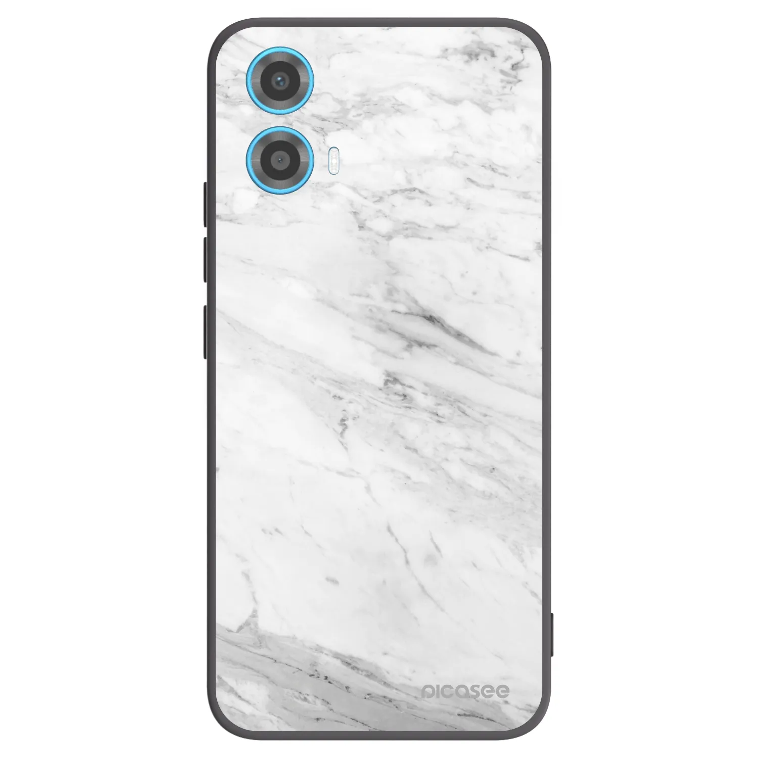 Picasee silikonowe czarne etui na Motorola Moto G34 5G - White marble