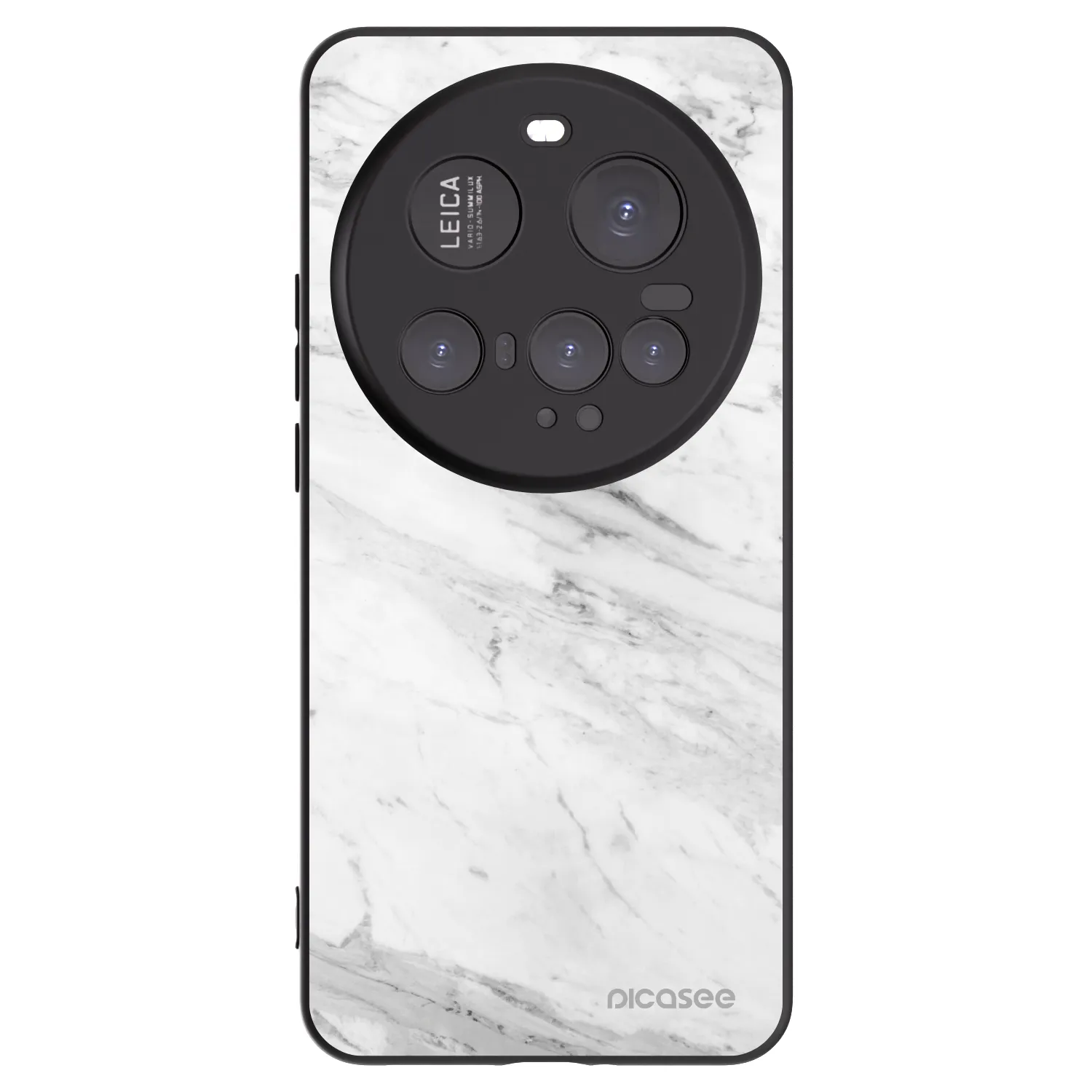 Picasee silikonowe czarne etui na Xiaomi 15 Ultra - White marble