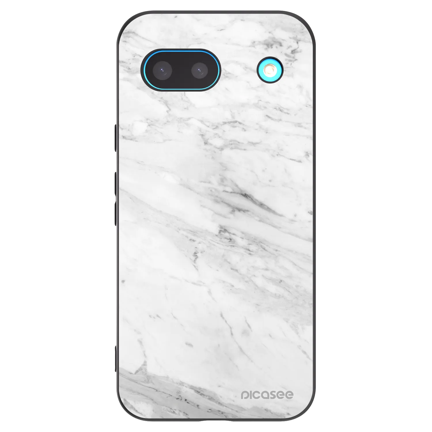 Picasee silikonowe czarne etui na Google Pixel 8 - White marble