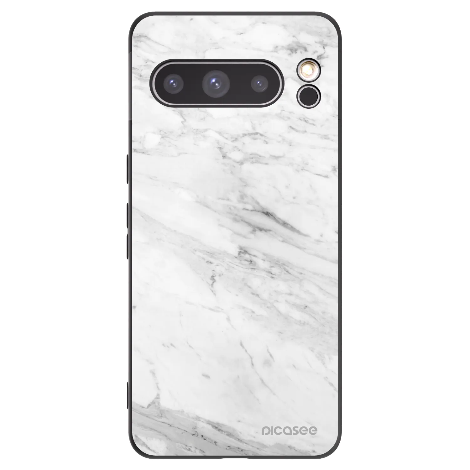 Picasee silikonowe czarne etui na Google Pixel 8 Pro - White marble