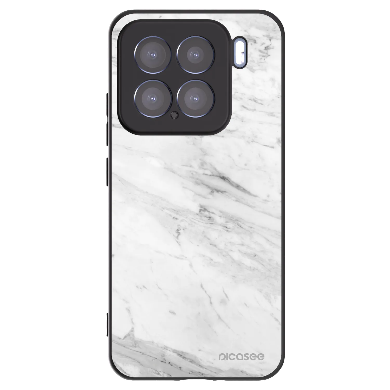 Picasee silikonowe czarne etui na Xiaomi 15 - White marble