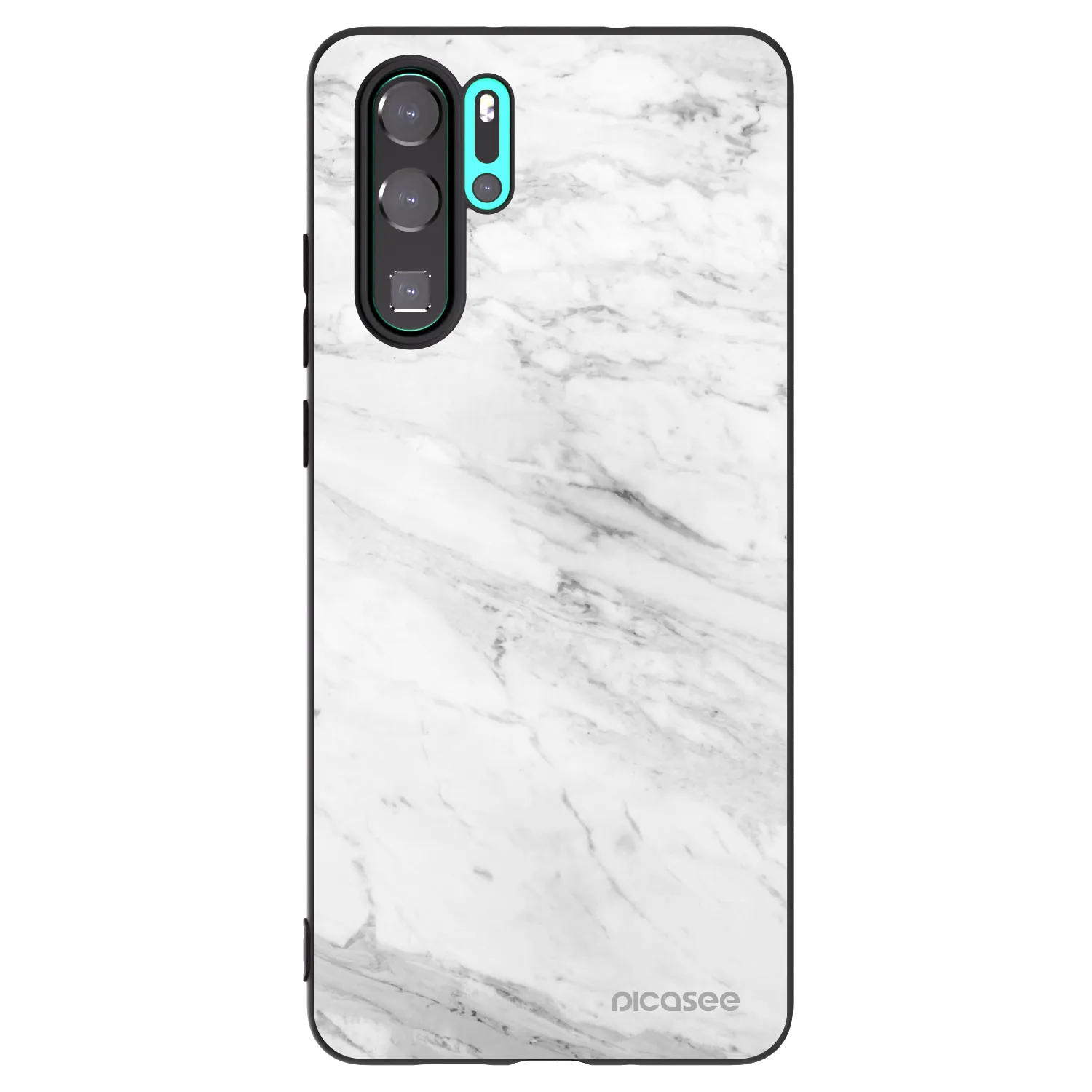 Picasee silikonowe czarne etui na Huawei P30 Pro - White marble