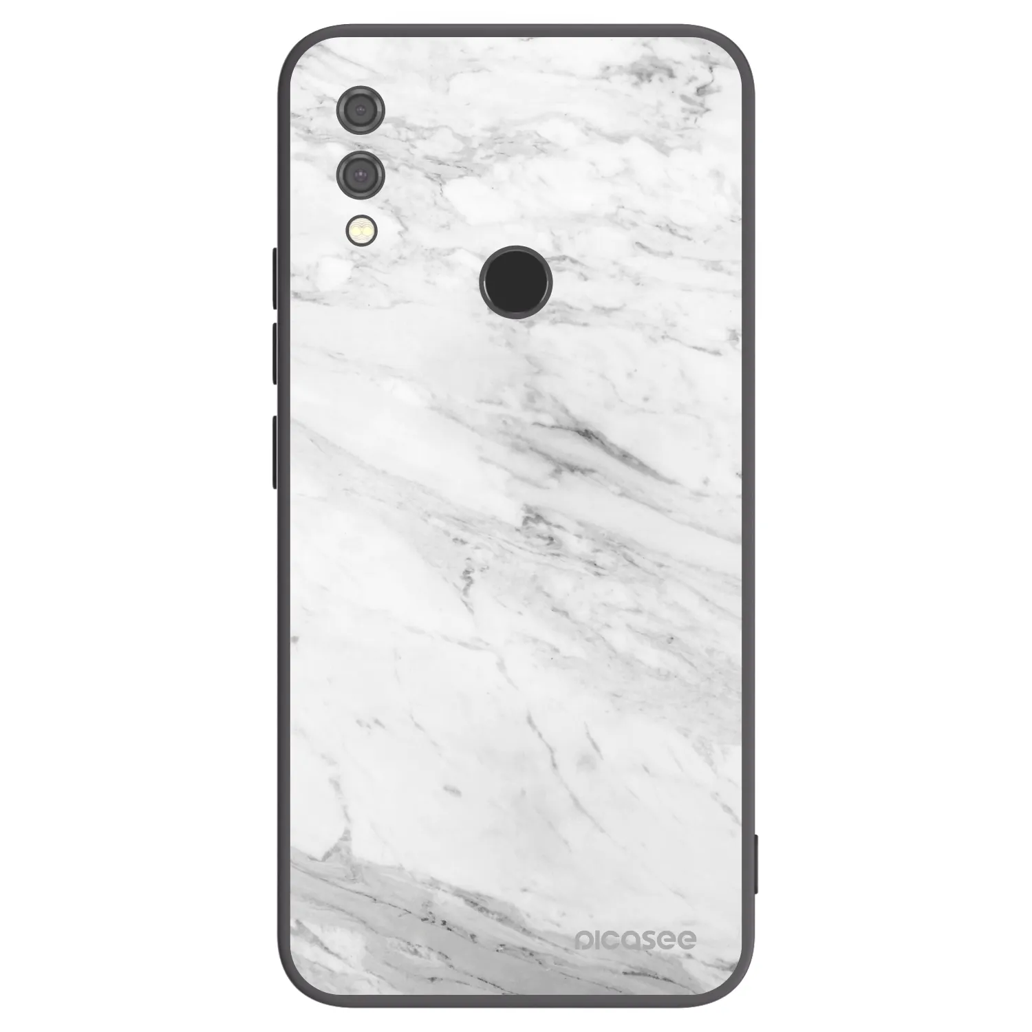 Picasee silikonowe czarne etui na Xiaomi Redmi Note 7 - White marble