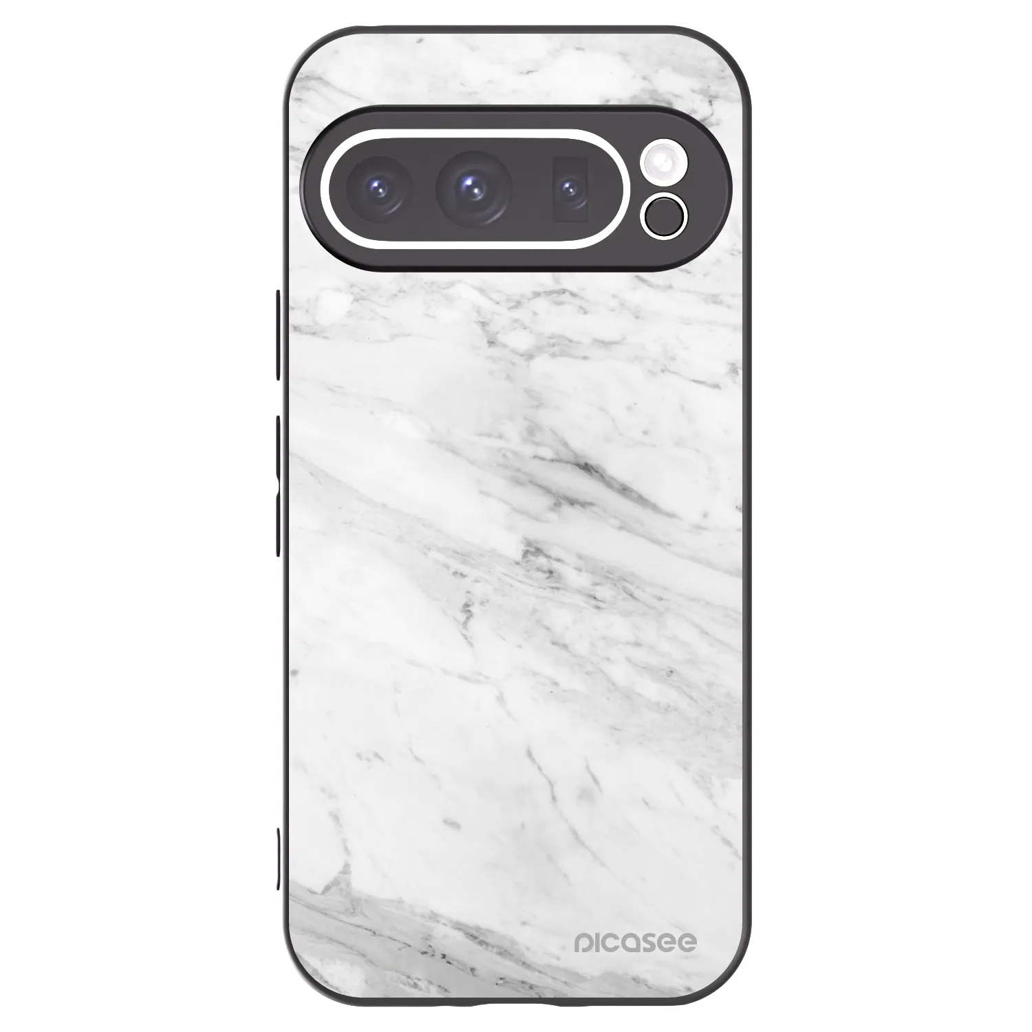 Picasee silikonowe czarne etui na Google Pixel 9 Pro - White marble