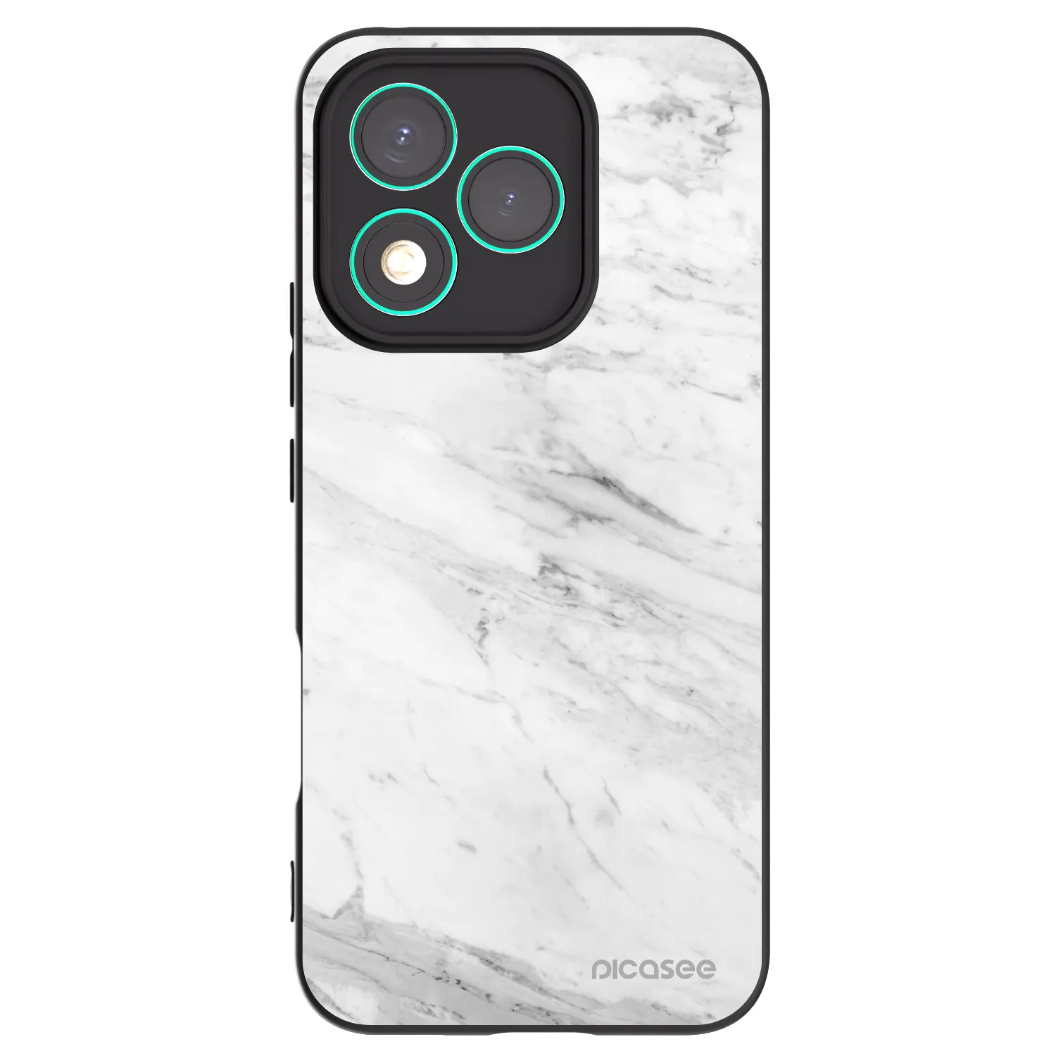 Picasee silikonowe czarne etui na Honor 400 Lite 5G - White marble