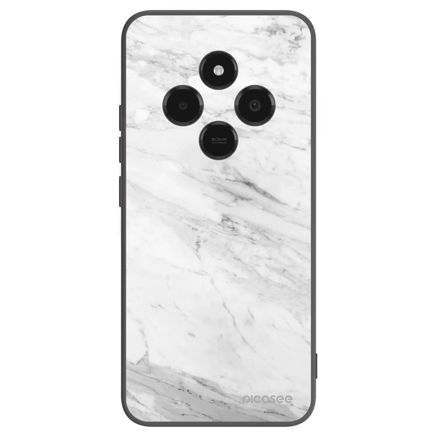Picasee silikonowe czarne etui na Xiaomi Poco C75 - White marble