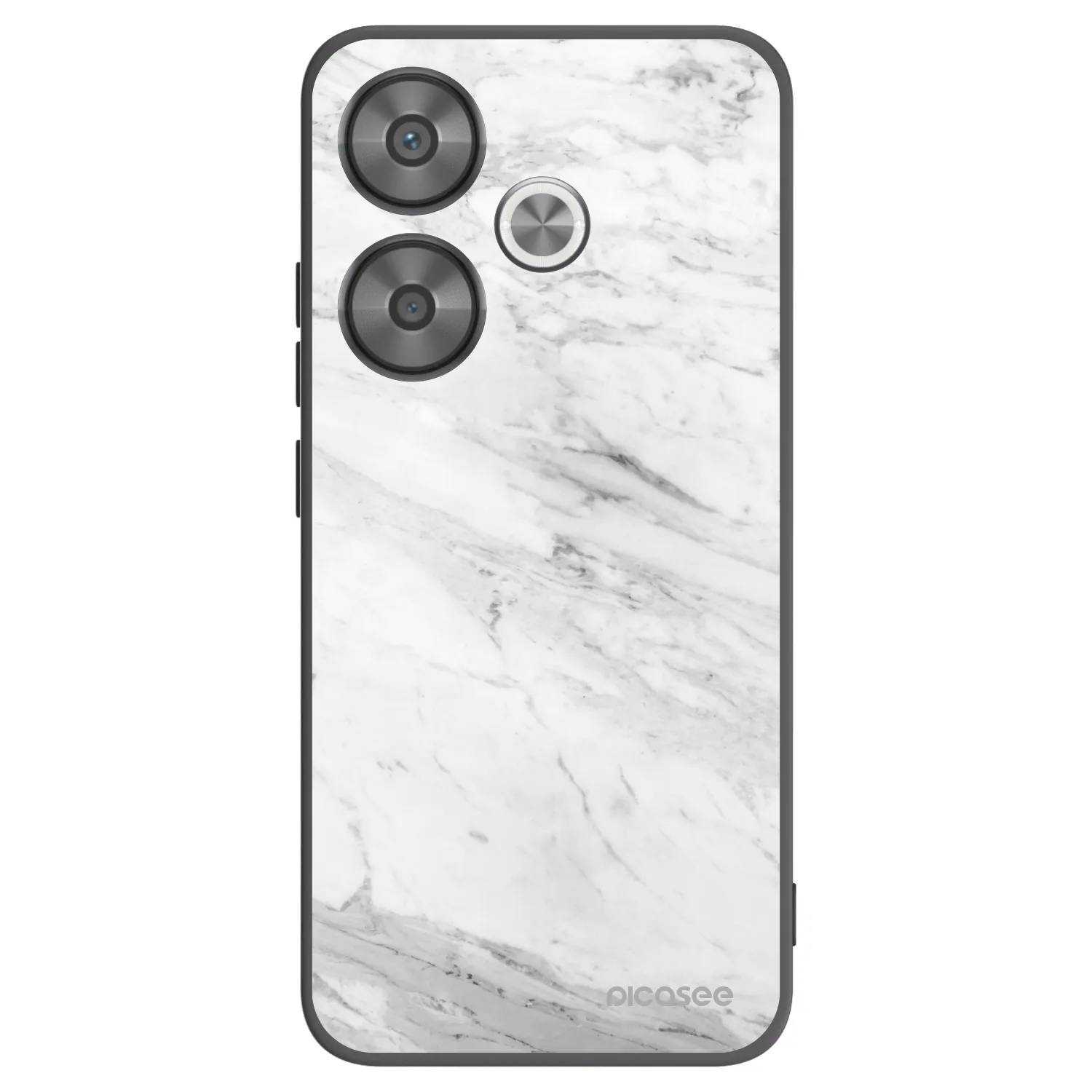 Picasee silikonowe czarne etui na Xiaomi Poco F6 - White marble