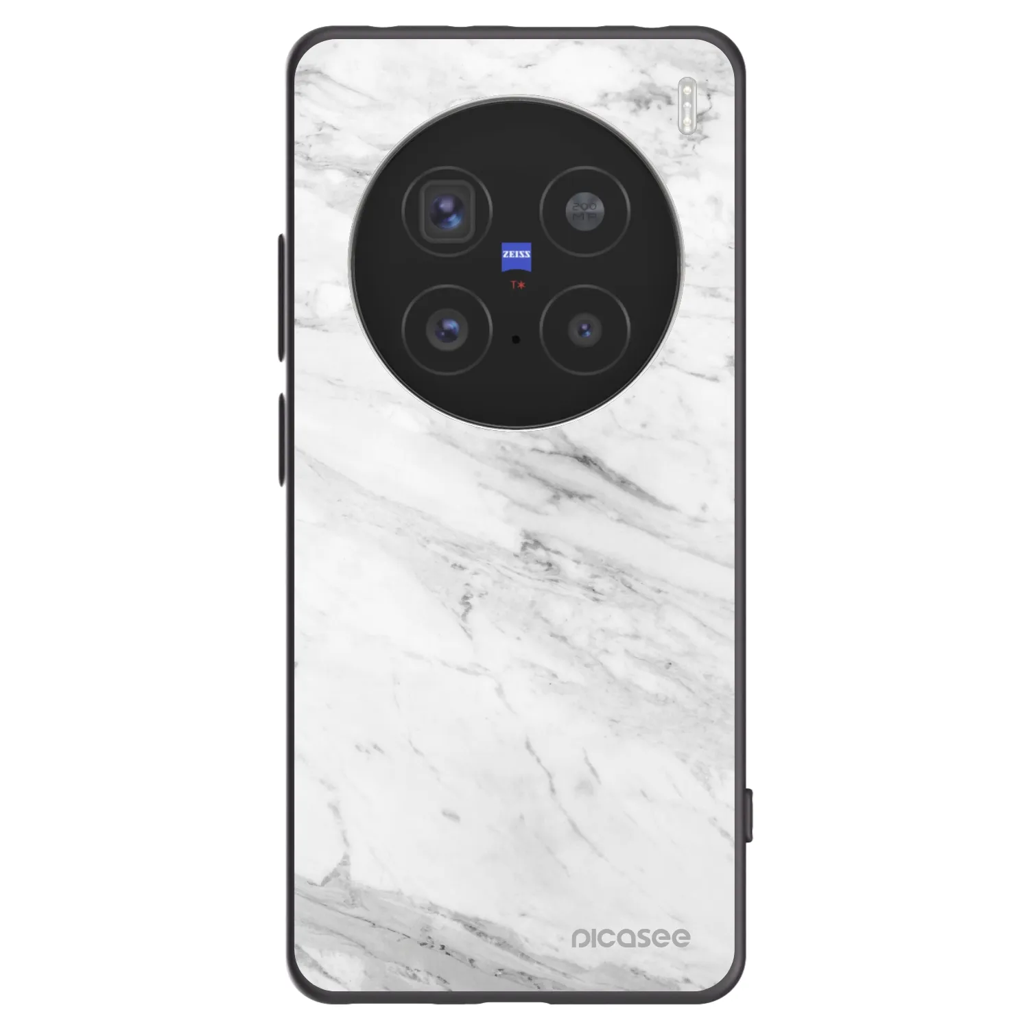 Picasee silikonowe czarne etui na Vivo X200 Pro - White marble