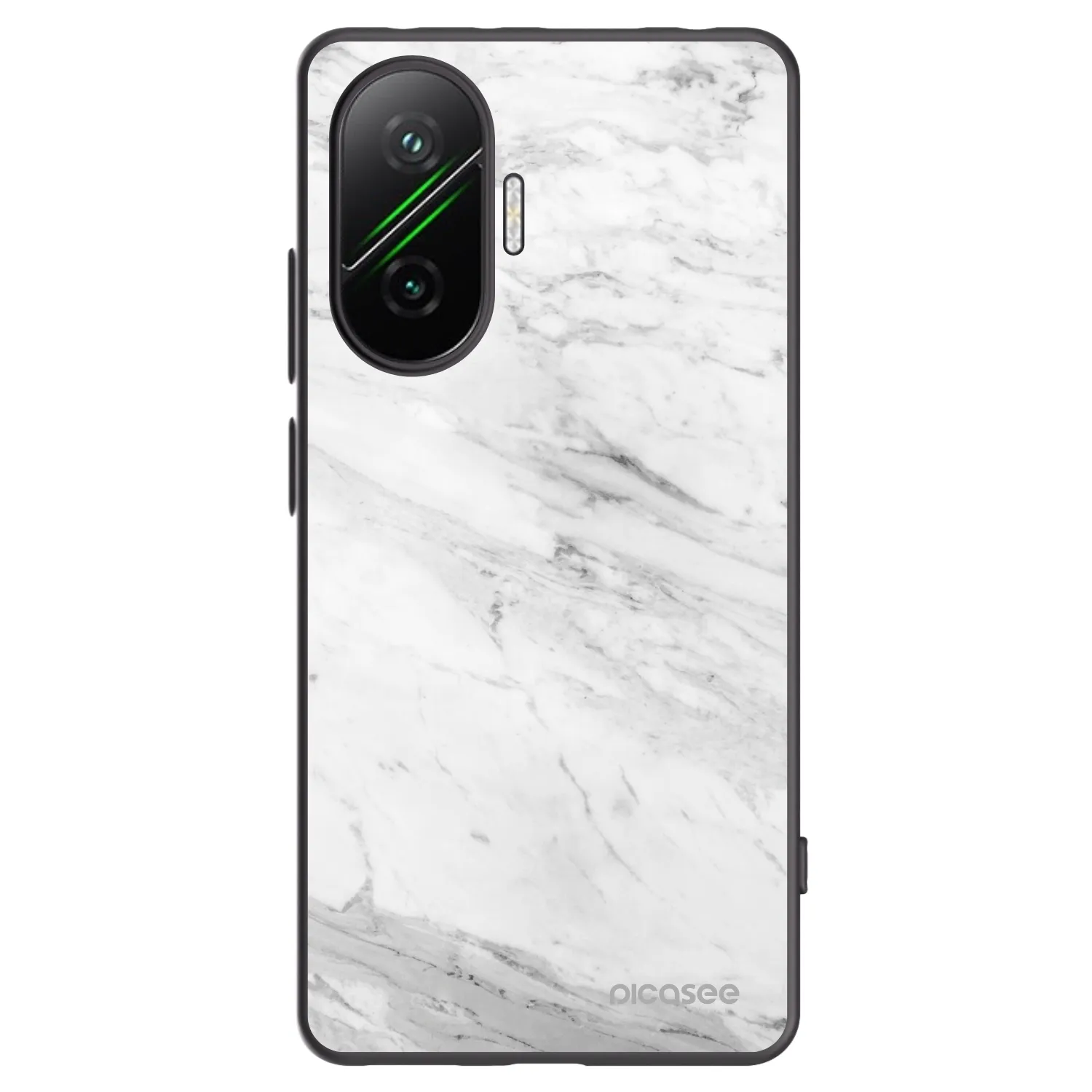 Picasee silikonowe czarne etui na Xiaomi Poco F7 Pro 5G - White marble