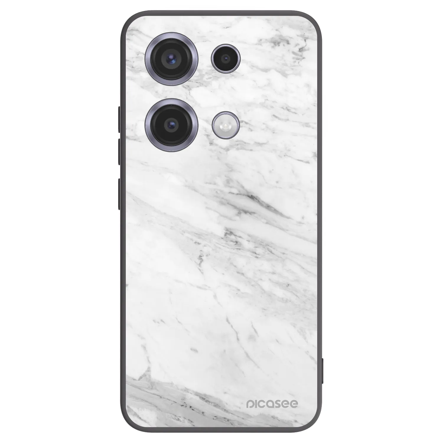 Picasee silikonowe czarne etui na Xiaomi Redmi Note 14S - White marble