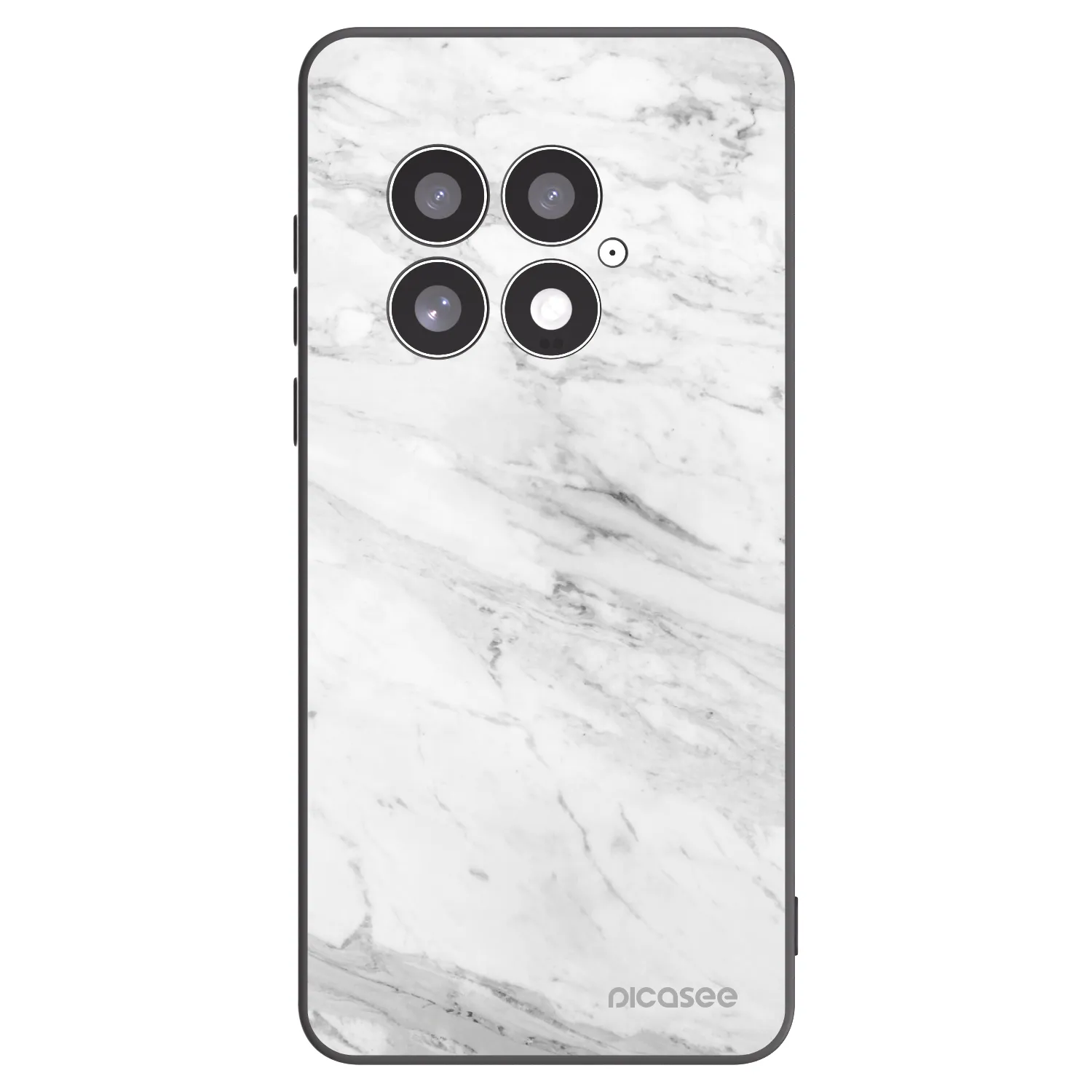 Picasee silikonowe czarne etui na OnePlus 13 5G - White marble