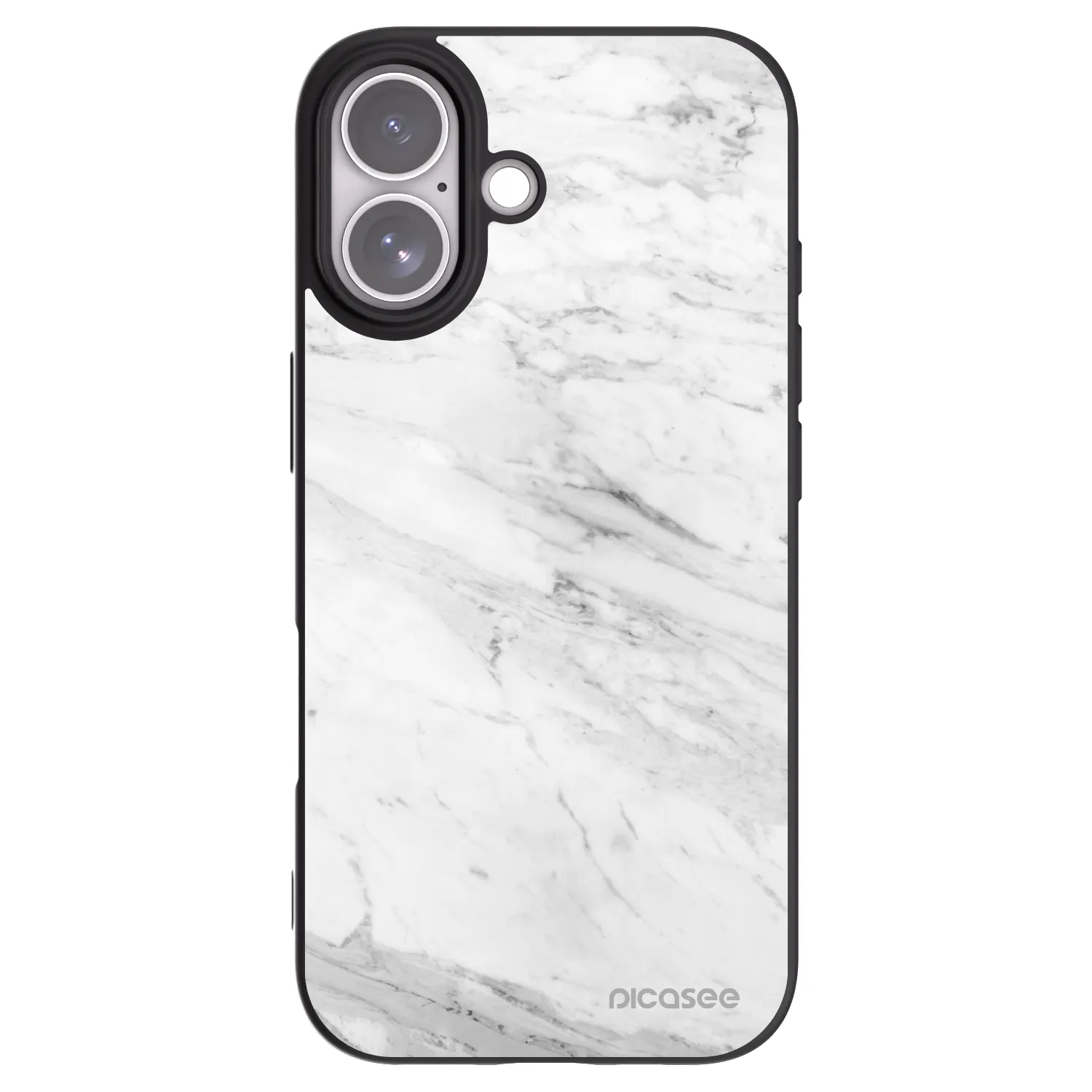 Picasee silikonowe czarne etui na Apple iPhone 17 - White marble