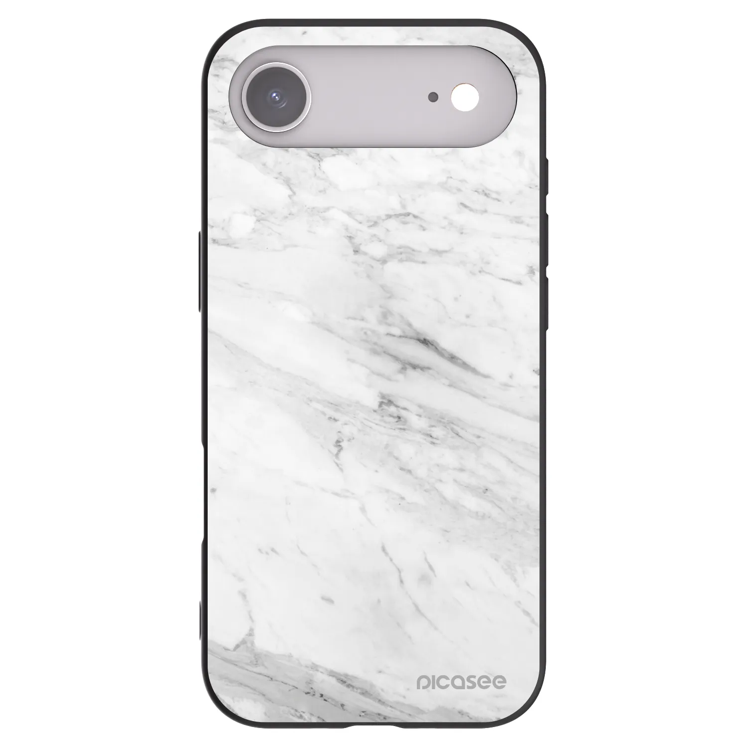 Picasee silikonowe czarne etui na Apple iPhone Air - White marble