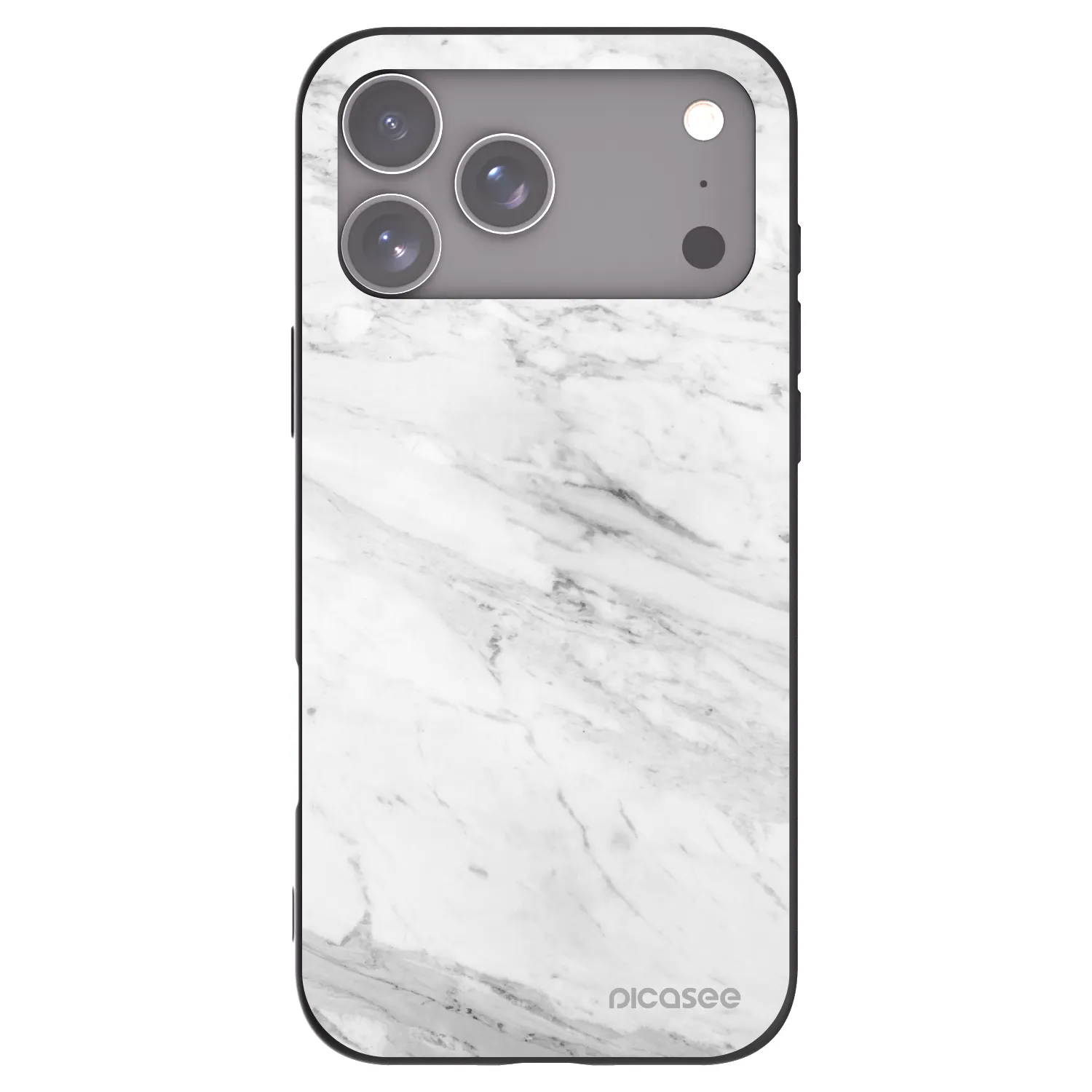 Picasee silikonowe czarne etui na Apple iPhone 17 Pro Max - White marble