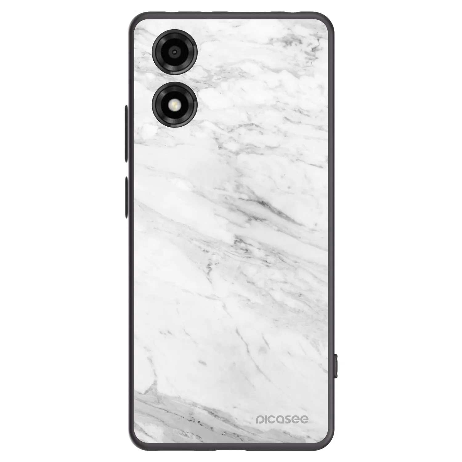 Picasee silikonowe czarne etui na Motorola Moto E14 - White marble