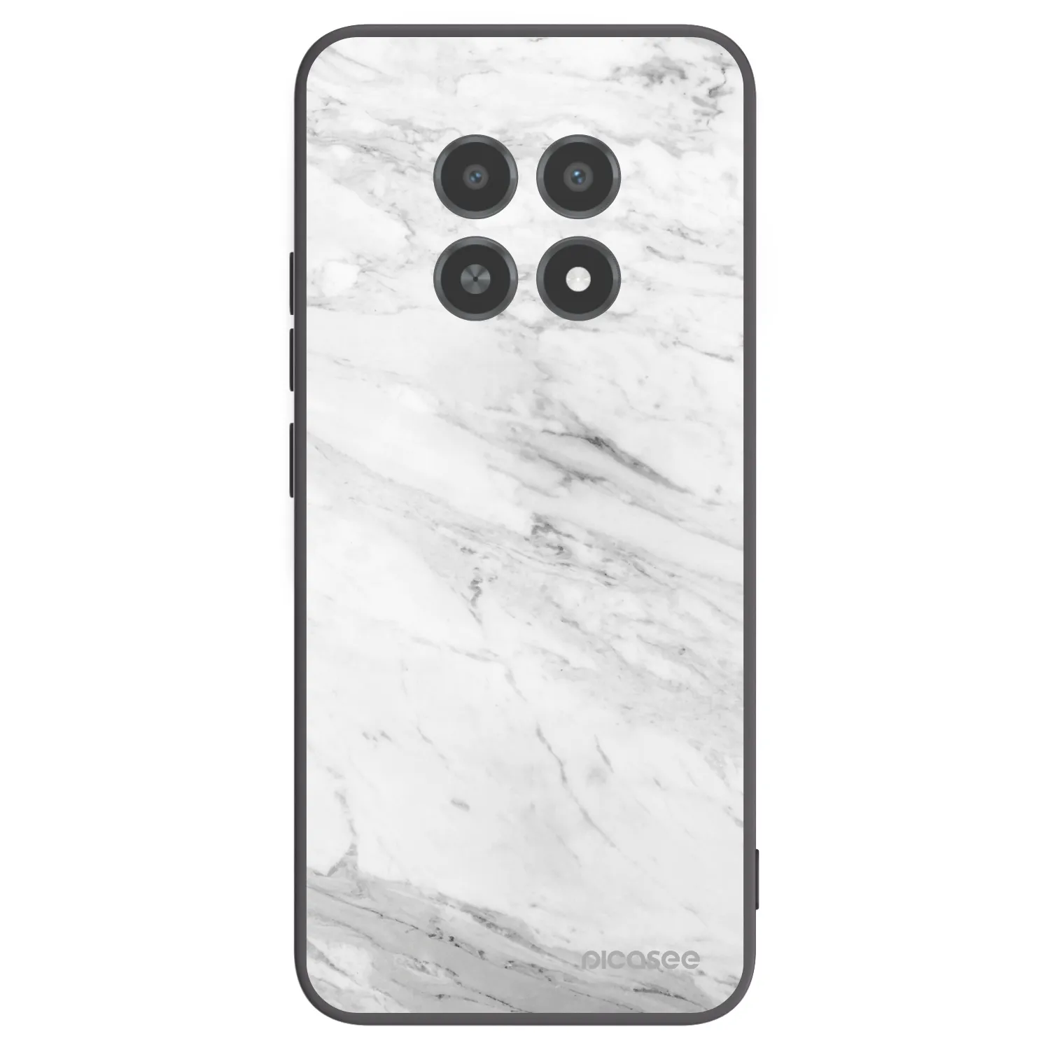 Picasee silikonowe czarne etui na Realme 12X - White marble
