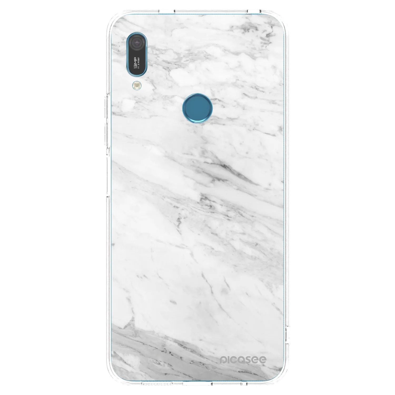 Picasee silikonowe przeźroczyste etui na Huawei Y6 2019 - White marble
