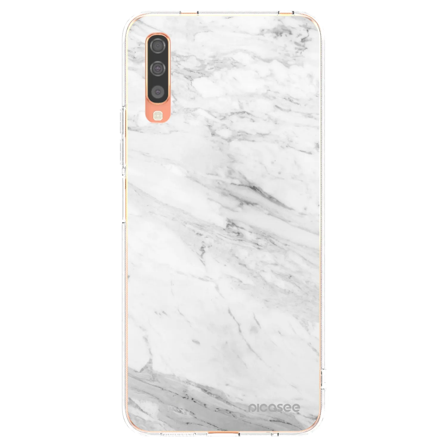 Picasee silikonowe przeźroczyste etui na Samsung Galaxy A70 A705F - White marble