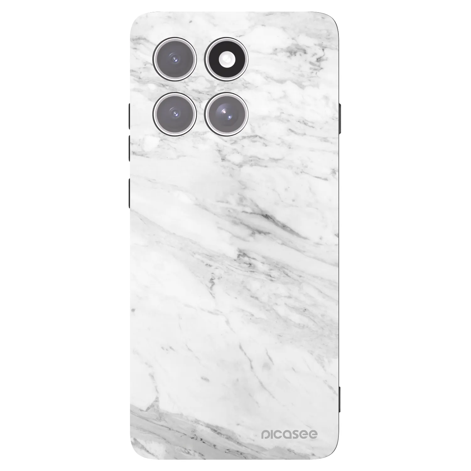 Picasee silikonowe czarne etui na Motorola Edge 60 Pro - White marble