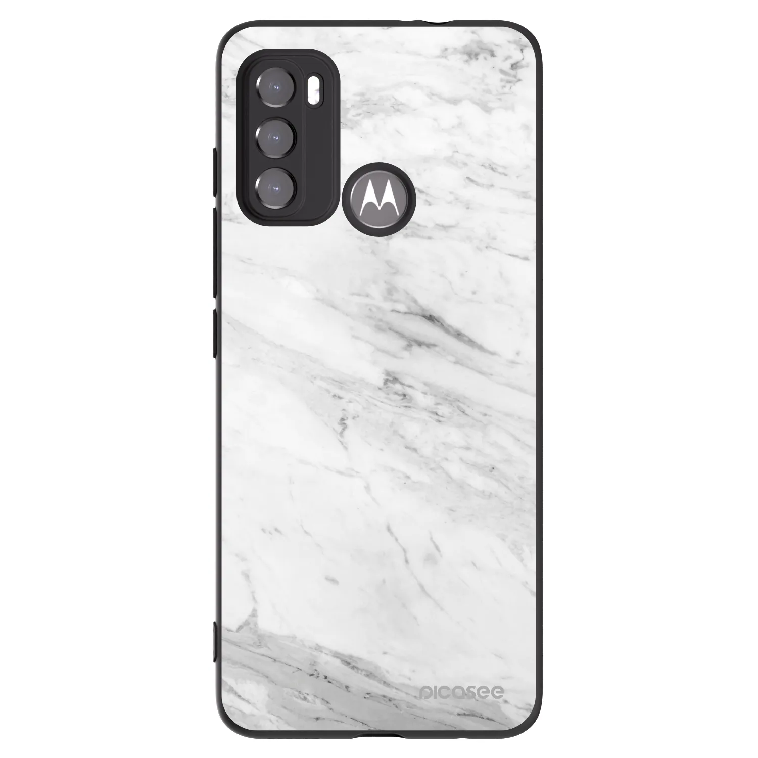 Picasee silikonowe czarne etui na Motorola Edge 60 5G - White marble