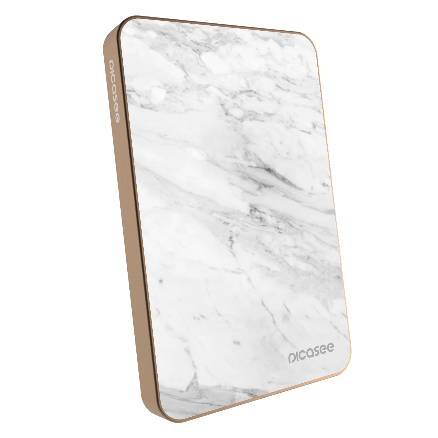 Picasee Powerbank z MagSafe 5 000 mAh Złoty - White marble