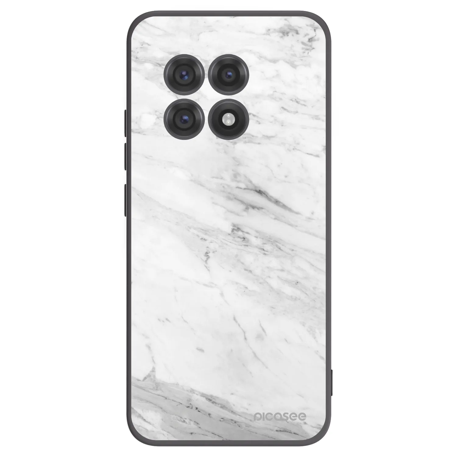 Picasee silikonowe czarne etui na OnePlus 13R 5G - White marble