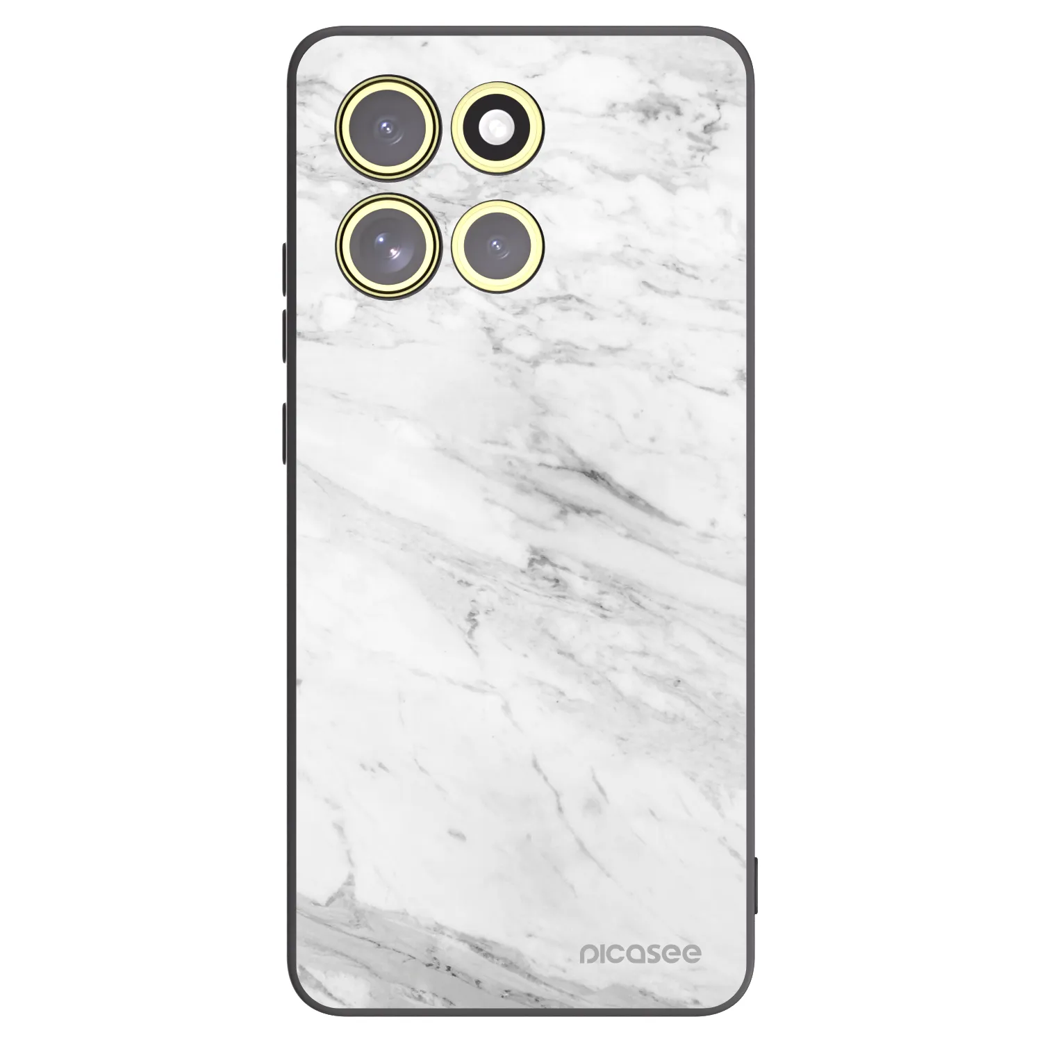 Picasee silikonowe czarne etui na Motorola Moto G86 5G - White marble