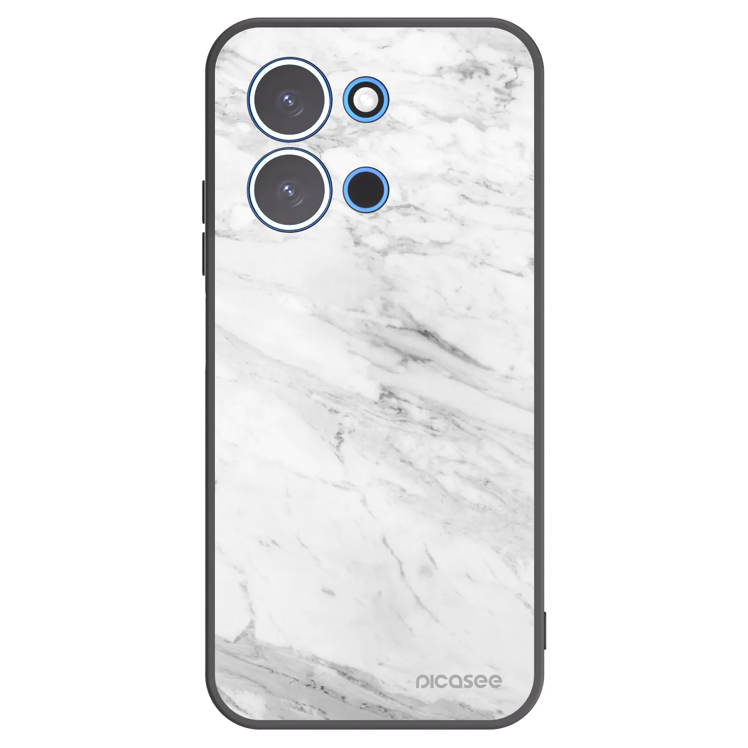 Picasee silikonowe czarne etui na Xiaomi Redmi 15C 4G - White marble