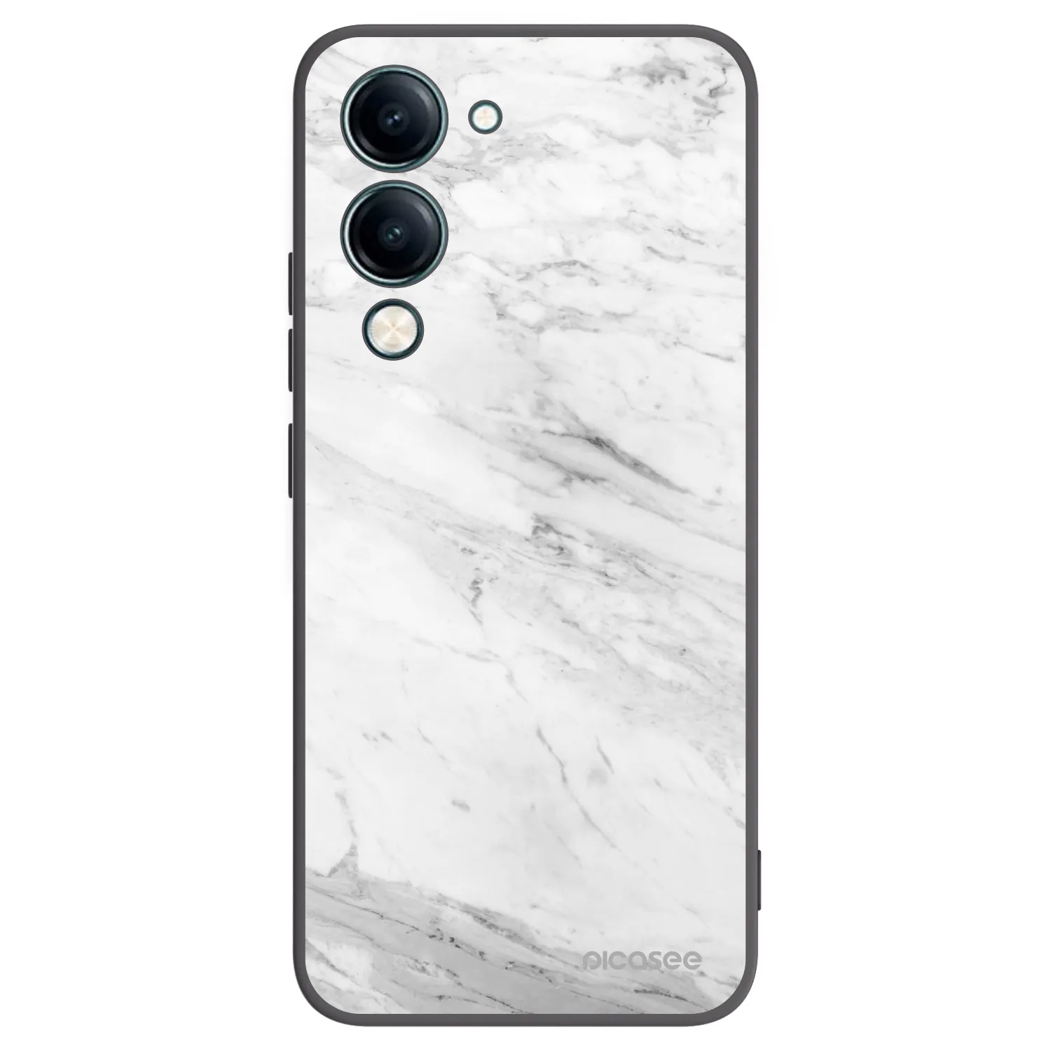 Picasee silikonowe czarne etui na Vivo Y29s 5G - White marble