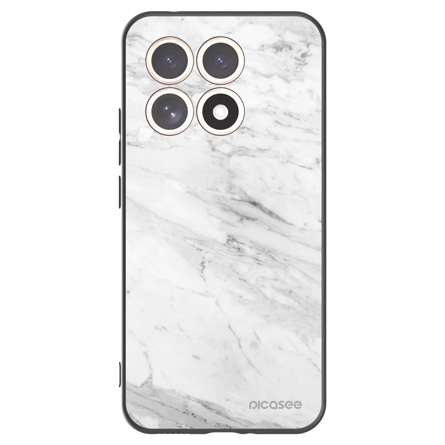 Picasee silikonowe czarne etui na Xiaomi 15T - White marble