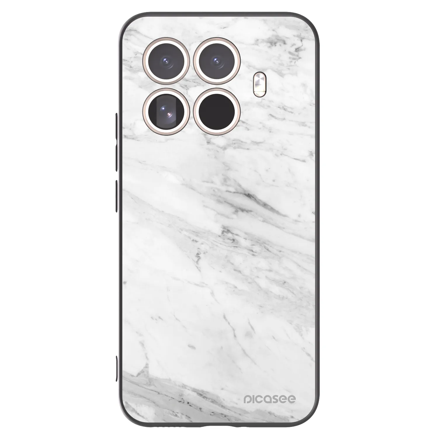 Picasee silikonowe czarne etui na Xiaomi 15T Pro - White marble