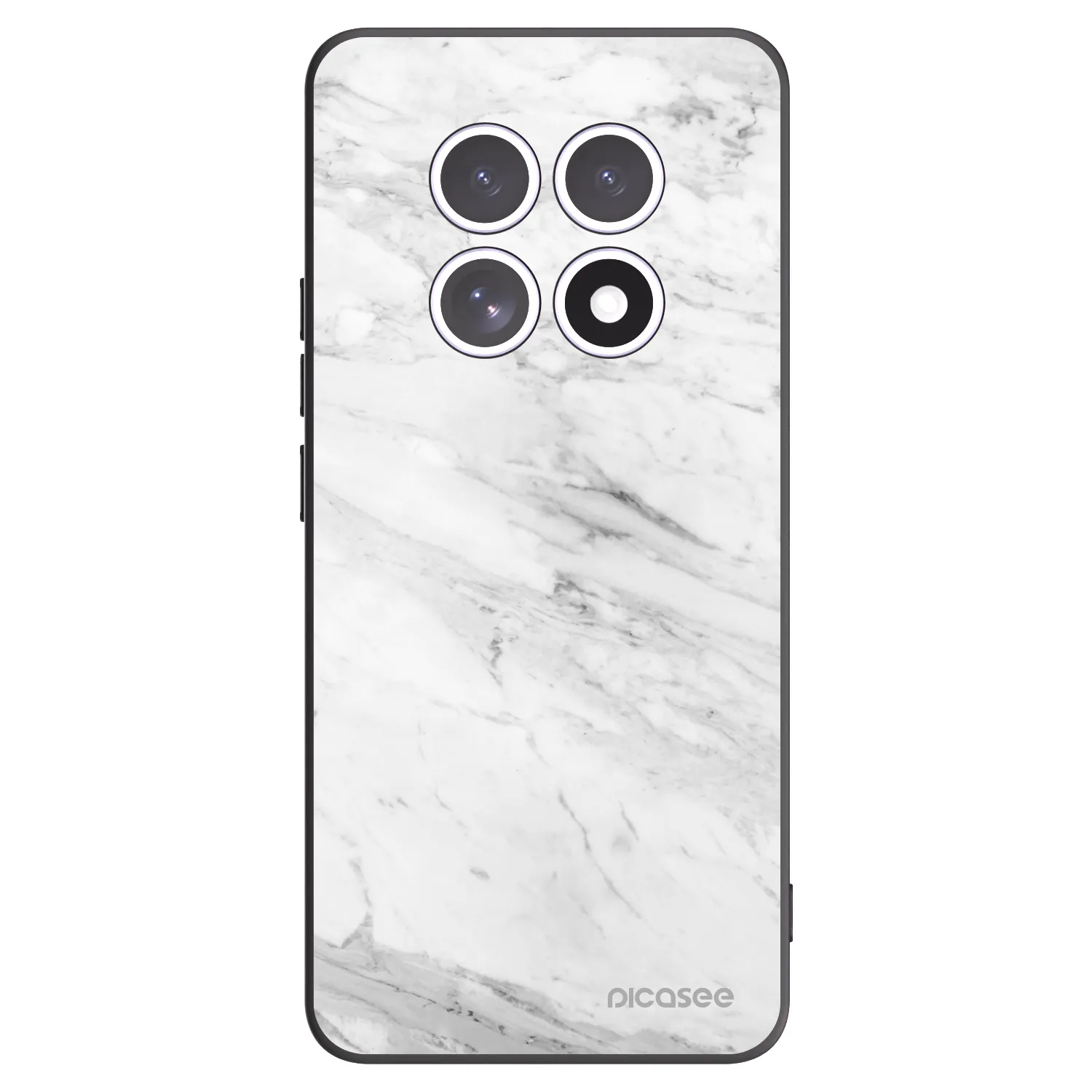Picasee silikonowe czarne etui na Xiaomi Redmi Note 15 4G - White marble