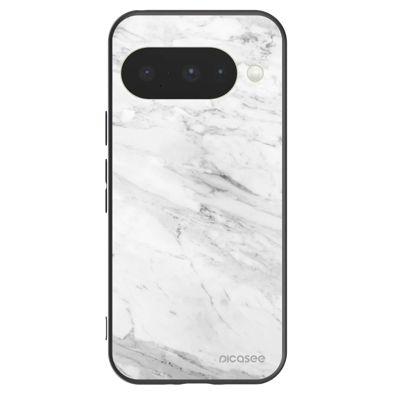 Picasee silikonowe czarne etui na Google Pixel 10 - White marble