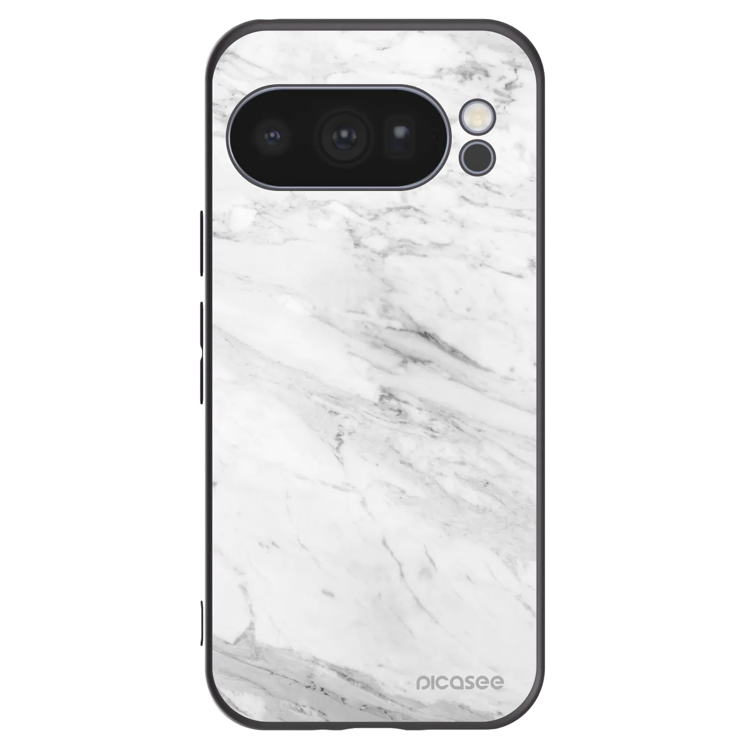 Picasee silikonowe czarne etui na Google Pixel 10 Pro - White marble
