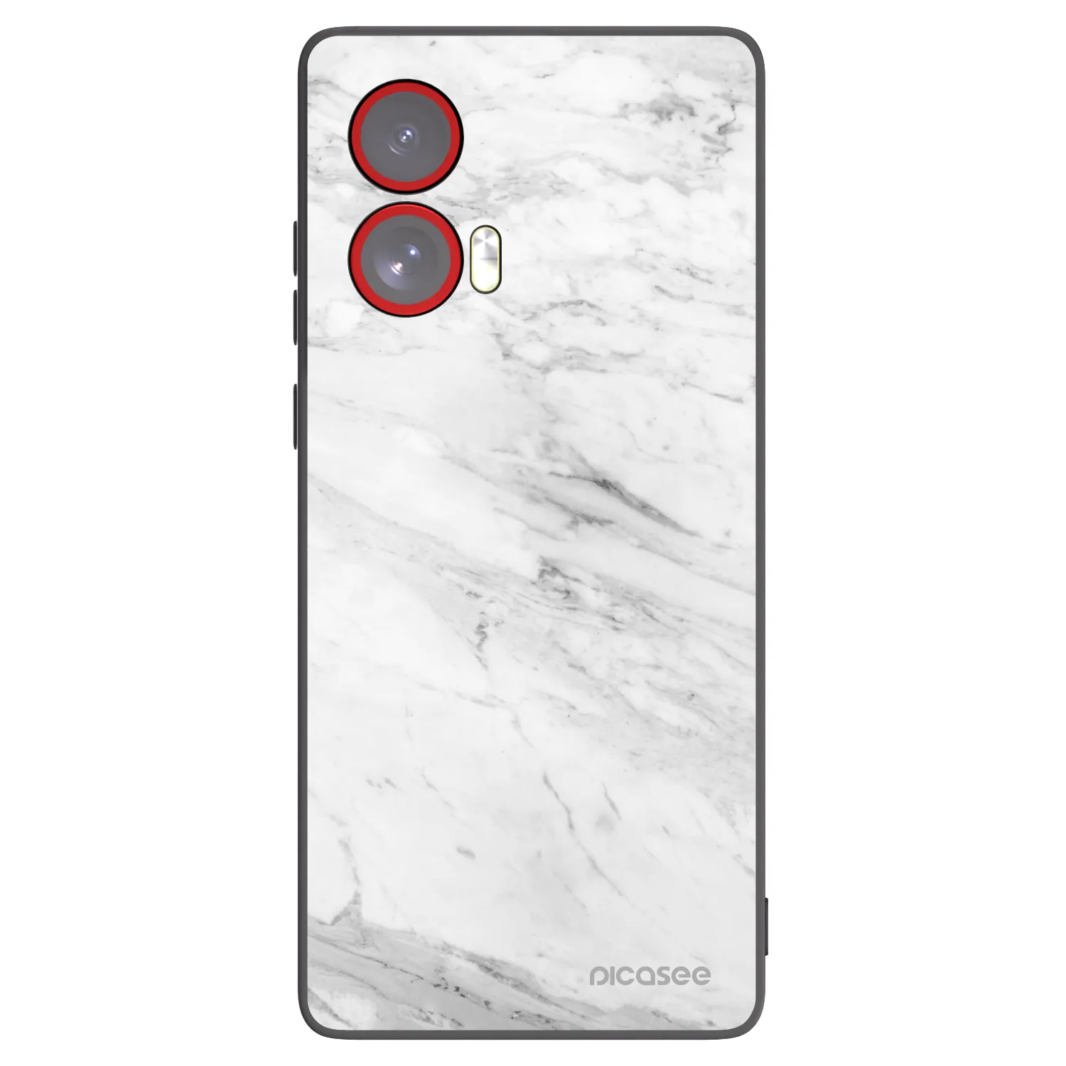 Picasee silikonowe czarne etui na Motorola Edge 50 Fusion - White marble