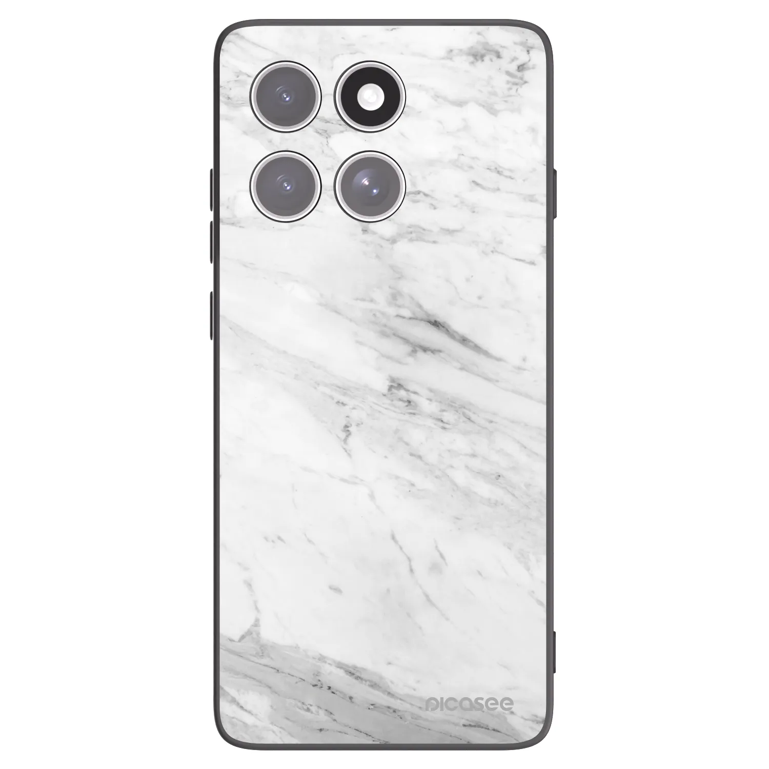 Picasee silikonowe czarne etui na Motorola Edge 60 Fusion - White marble