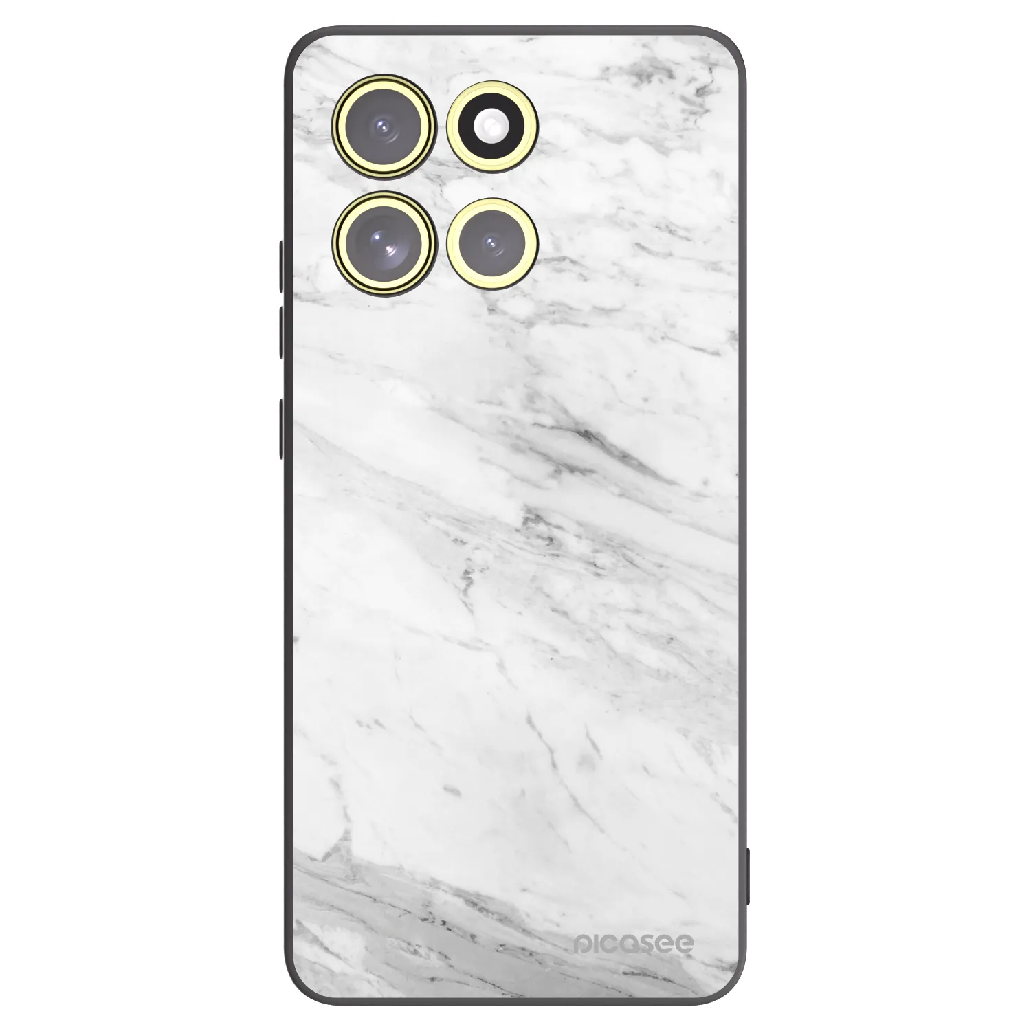 Picasee silikonowe czarne etui na Motorola Moto G86 Power 5G - White marble