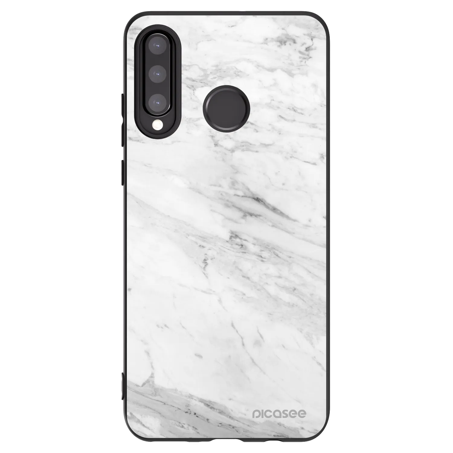 Picasee silikonowe czarne etui na Huawei P30 Lite - White marble