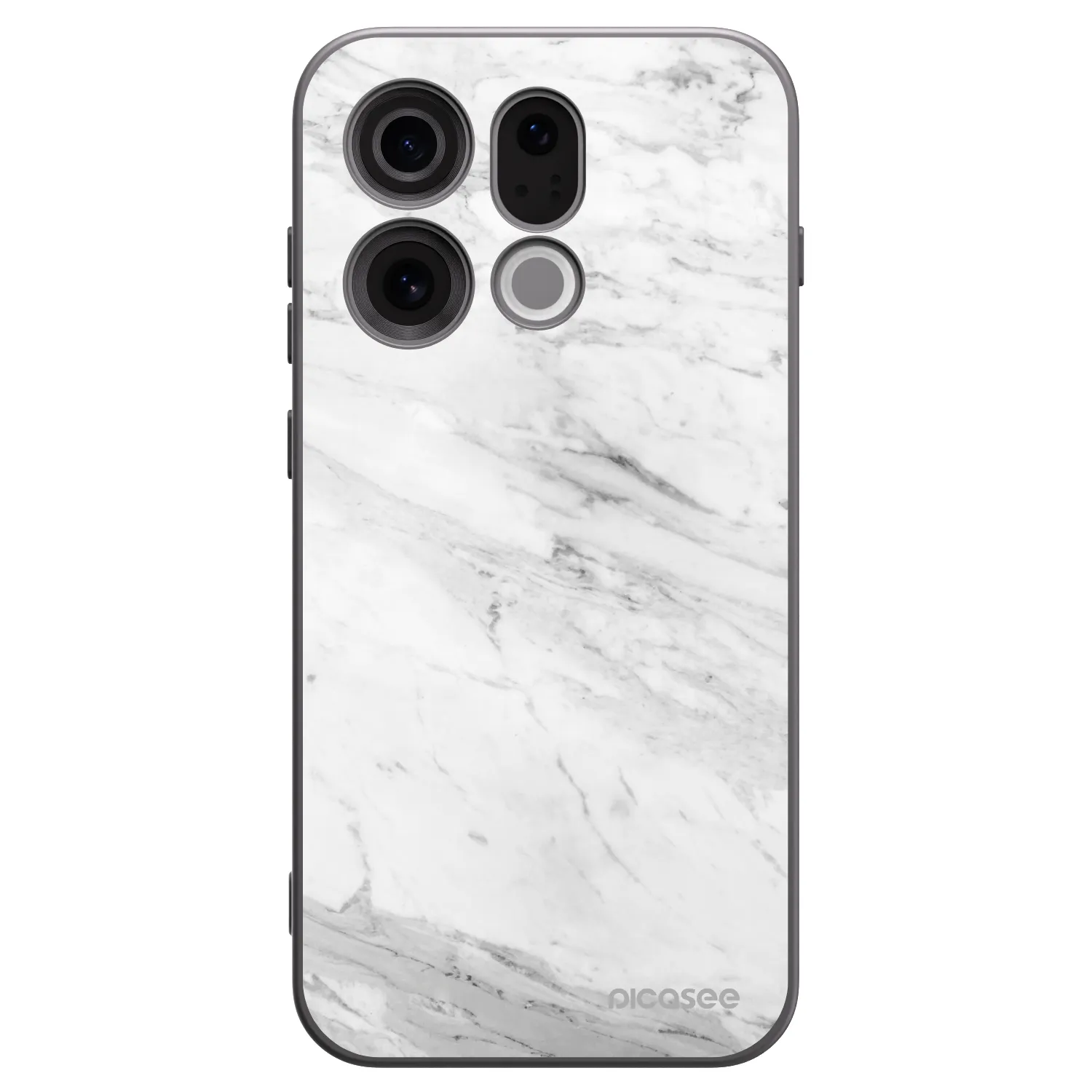Picasee silikonowe czarne etui na OPPO Find X9 - White marble