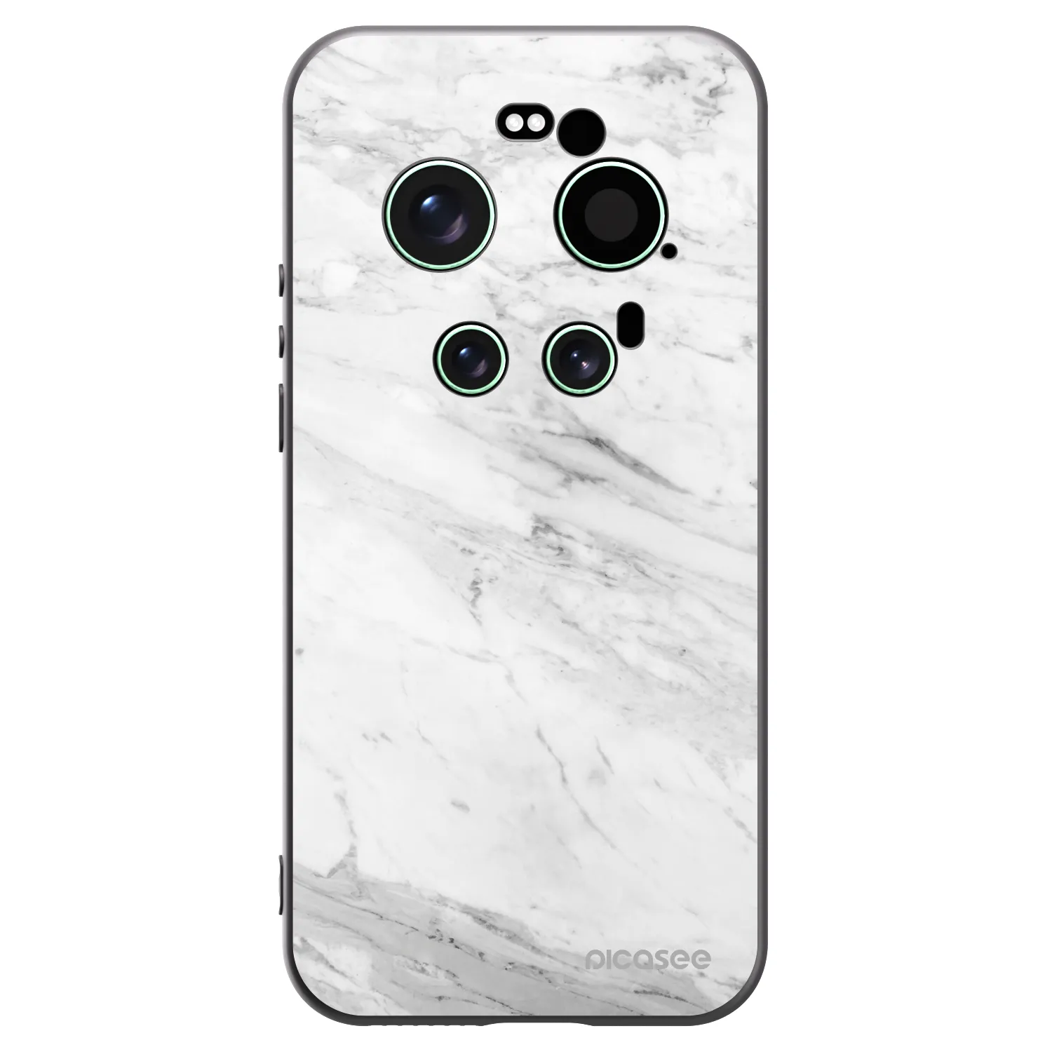 Picasee silikonowe czarne etui na Xiaomi 17 Ultra - White marble