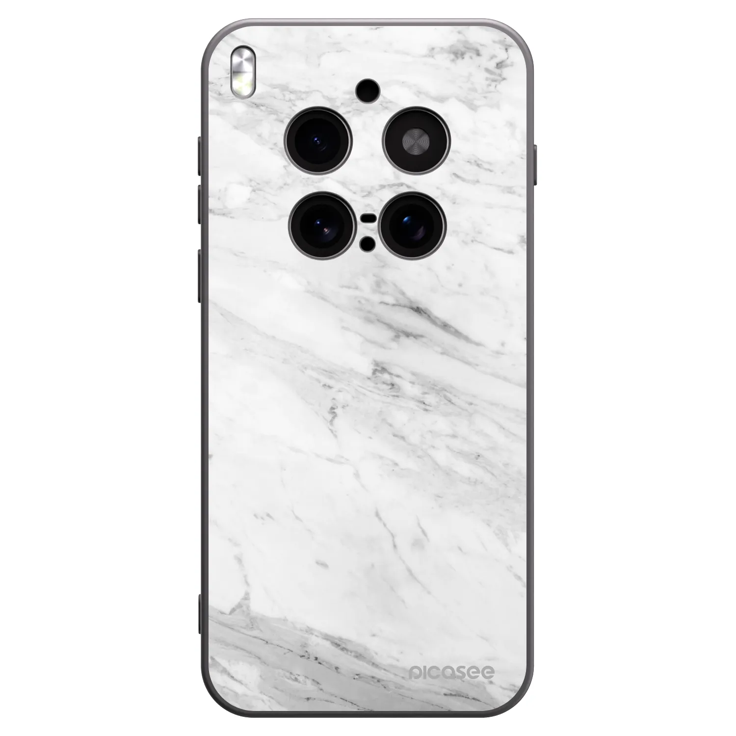 Picasee silikonowe czarne etui na Vivo X300 Pro - White marble