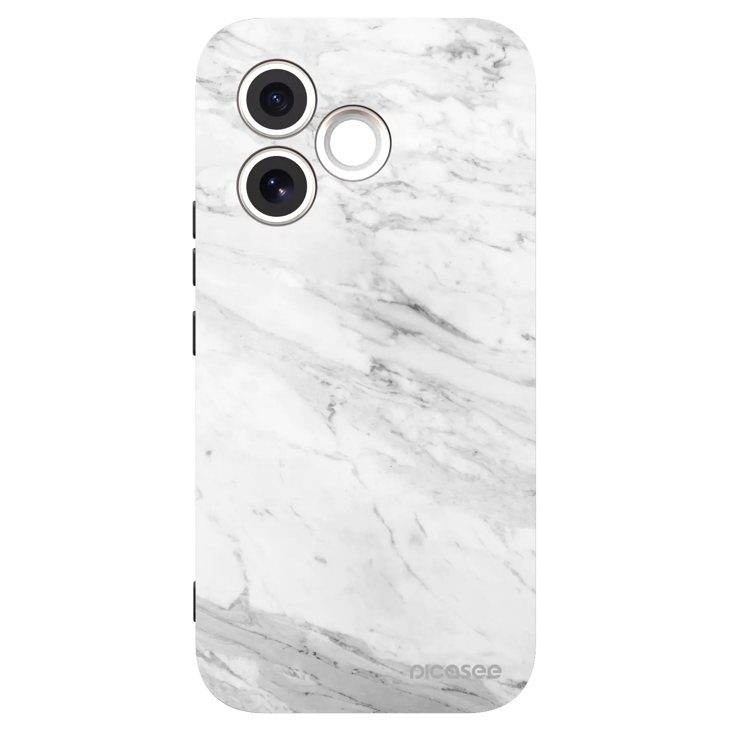 Picasee silikonowe czarne etui na Honor 600 Lite - White marble