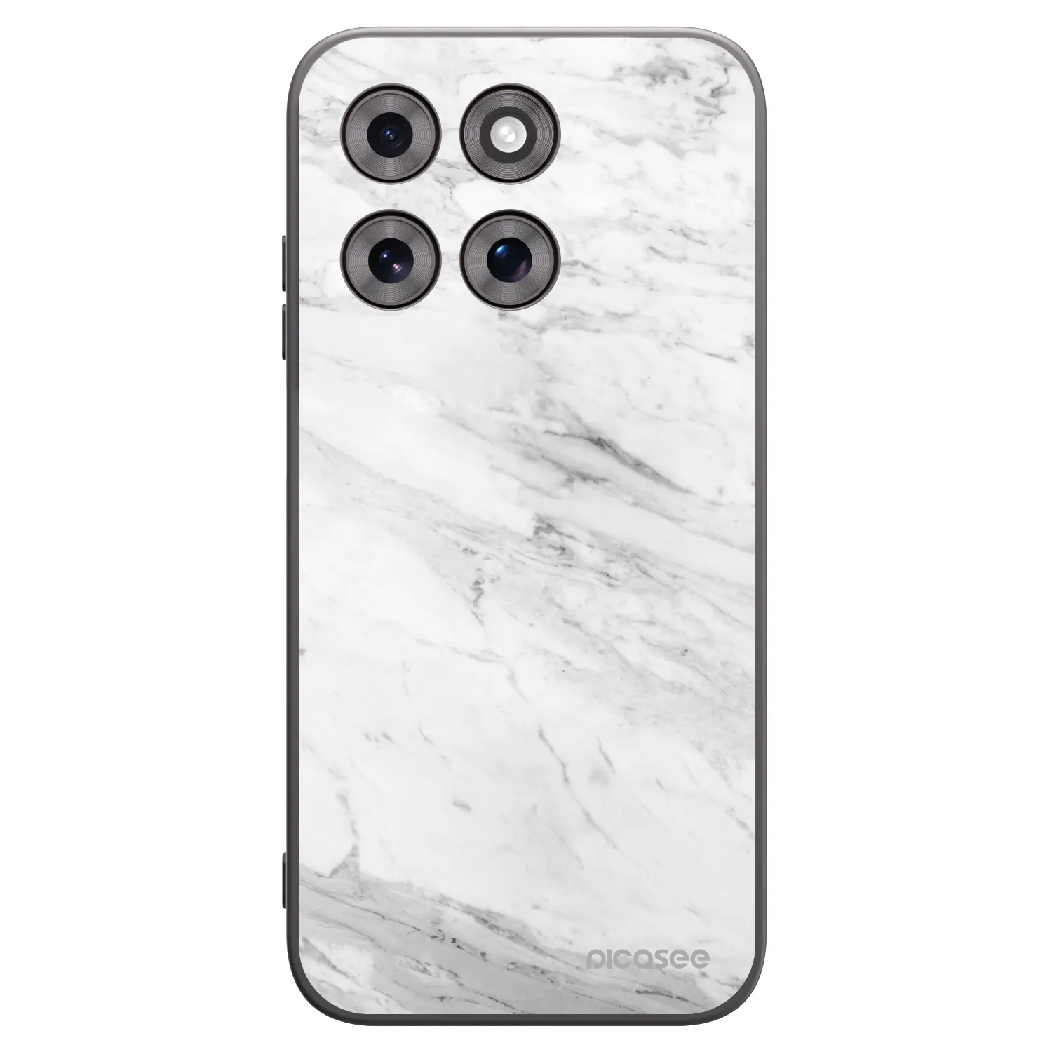 Picasee silikonowe czarne etui na Motorola Moto G77 - White marble