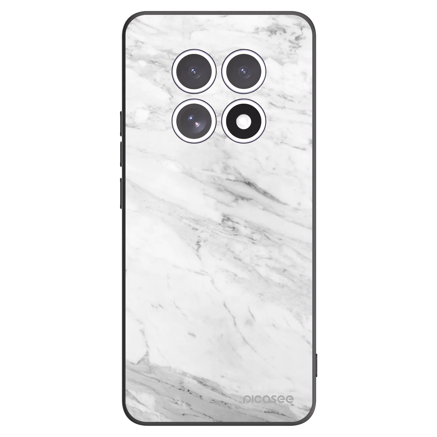 Picasee silikonowe czarne etui na Xiaomi Redmi Note 15 5G - White marble
