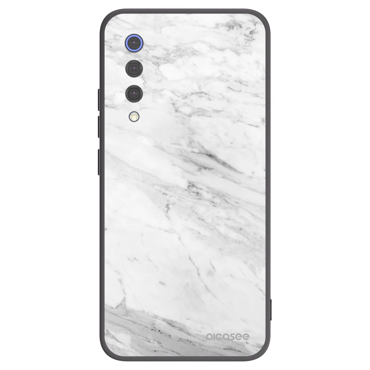 Picasee silikonowe czarne etui na Xiaomi Mi 9 SE - White marble
