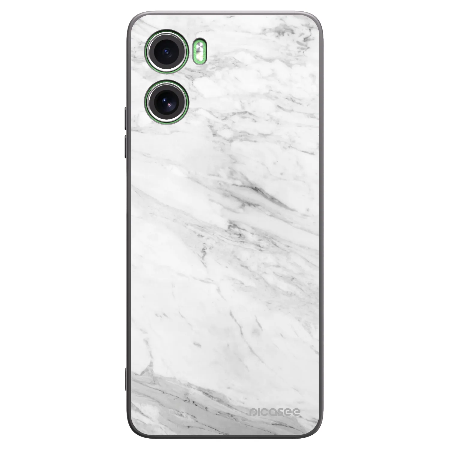 Picasee silikonowe czarne etui na Motorola Moto G06 - White marble