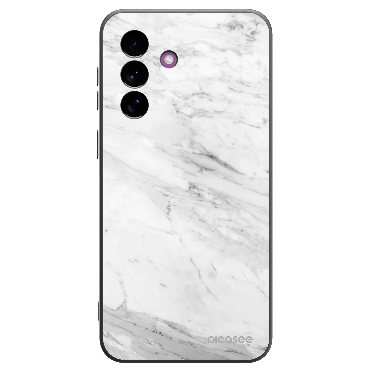 Picasee silikonowe czarne etui na Samsung Galaxy A37 - White marble