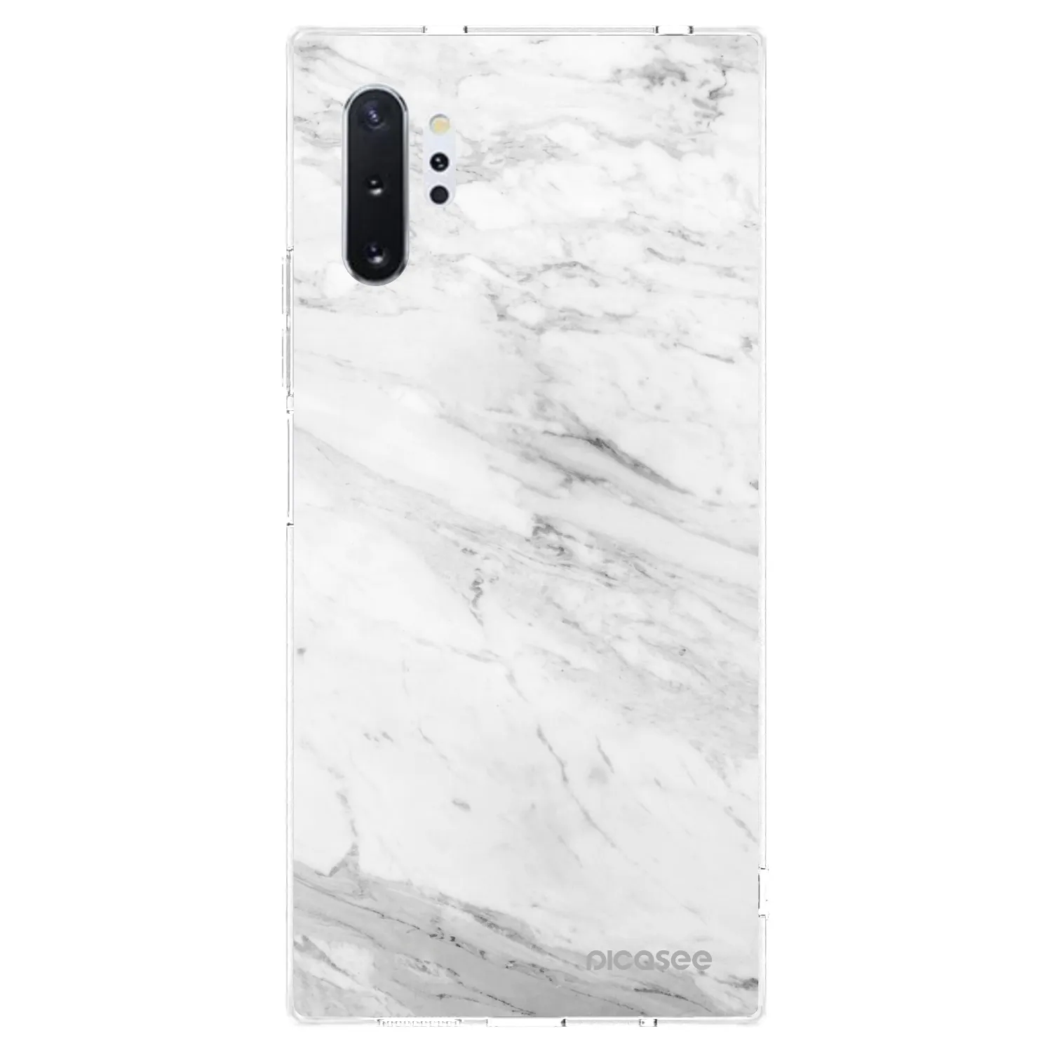 Picasee silikonowe przeźroczyste etui na Samsung Galaxy Note 10+ N975F - White marble