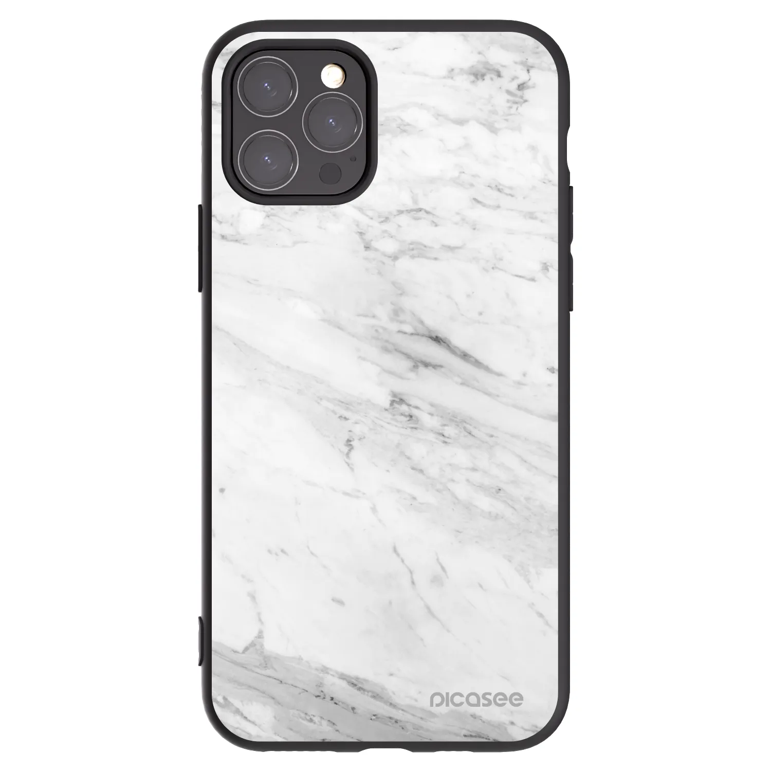 Picasee silikonowe czarne etui na Apple iPhone 11 Pro - White marble