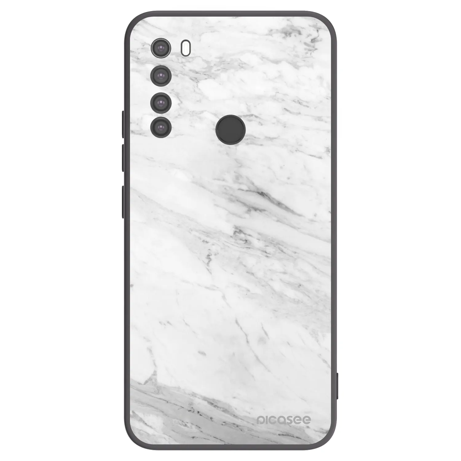 Picasee silikonowe czarne etui na Xiaomi Redmi Note 8 - White marble